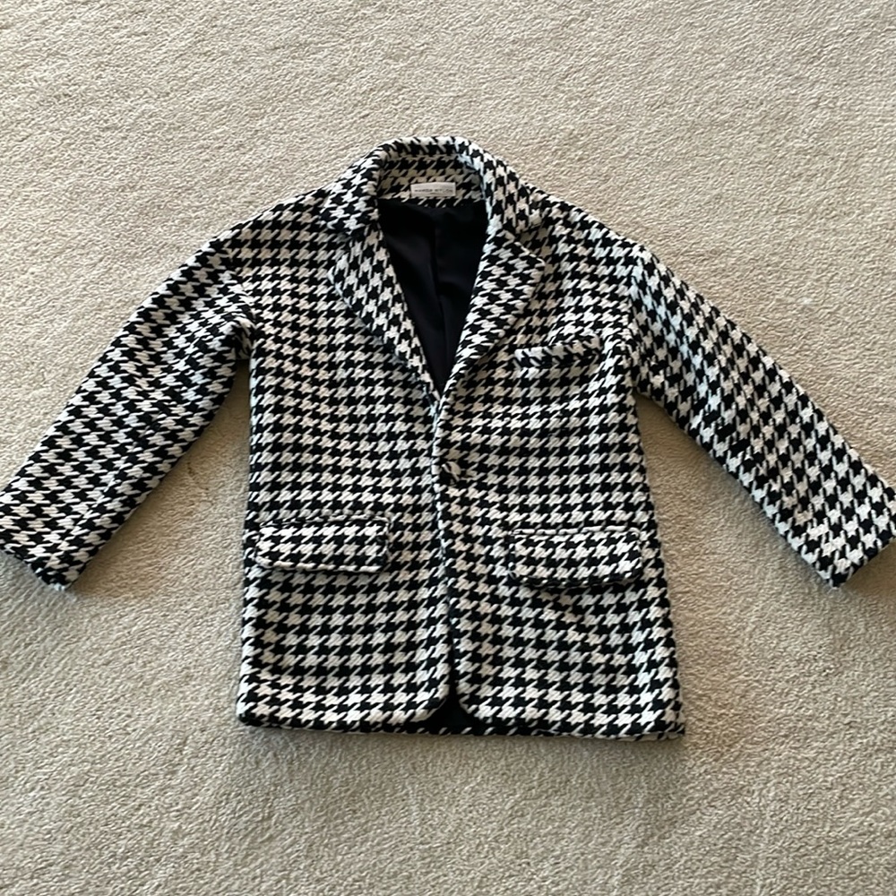 Black & white Houndstooth wool blazer